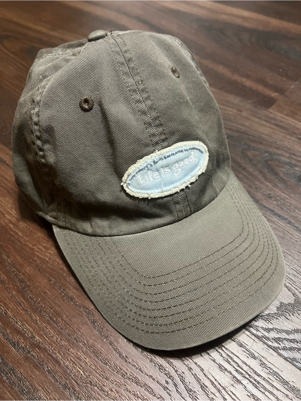 LIFE IS GOOD Baseball Cap Gray One Size Cotton Embroidered Patch Back Strap Hat
